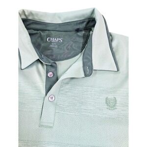 Chaps Golf Mens XL Sage Green Textured Stripe Performance Mesh Polo Shirt